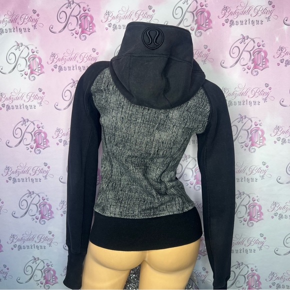 Lululemon scuba hoodie heathered grey and black zip up black sweater lounge yoga - Picture 2 of 5